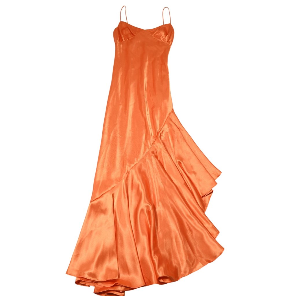 The Line By K Allegra Asymmetric Ruffled Satin Dress In Orange